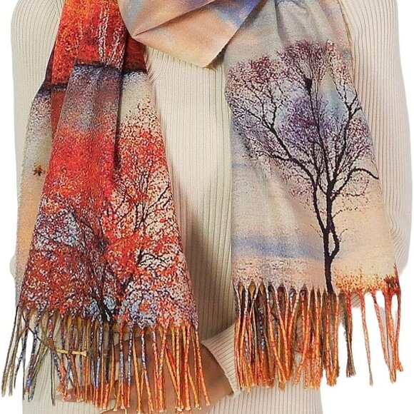 Fashion Painting Scarf for Women Long Shawl Large Warm Scarves Cashmere Feel Ret - Picture 1 of 5